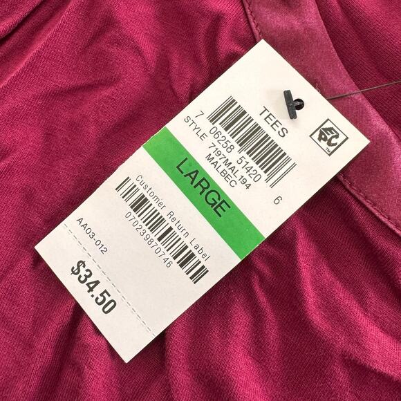 Alfani Large NEW NWT Malbec Purple Red Short Sleeve Top TShirt - Picture 6 of 9